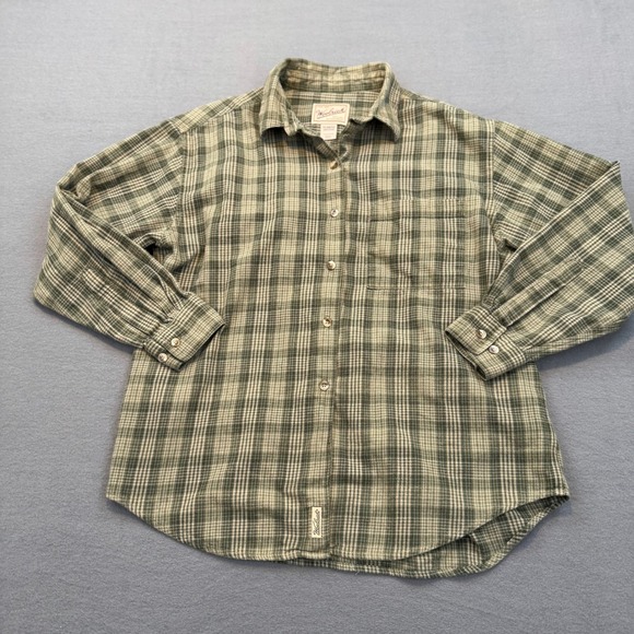 Woolrich Tops - Woolrich Button Down Shirt Womens Medium Cabincore Plaid Green Cotton Long
